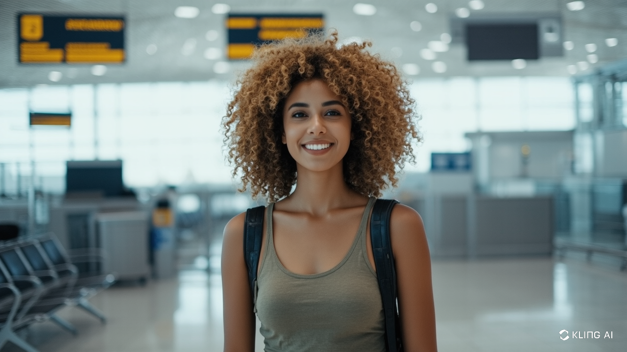 mulher no aeroporto